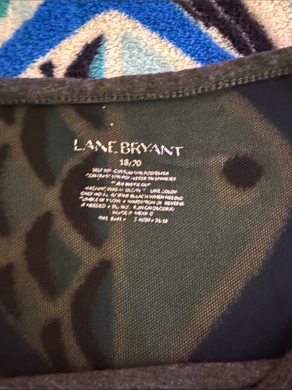 Lane Bryant Charcoal Gray Tee with Black Yoke and Pink Floral Graphic - Picture 3 of 4